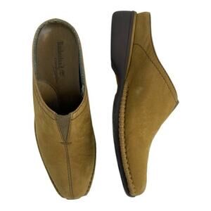 Timberland Comforia Suede Leather Mules Clogs Women's Size 6.5 tan